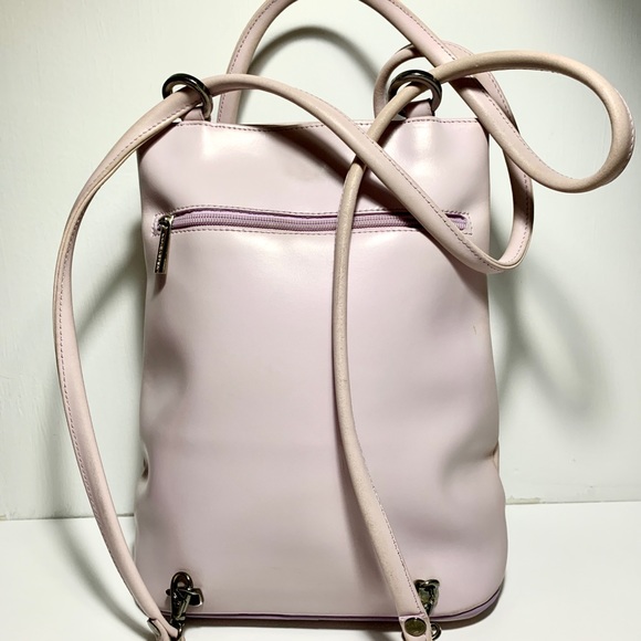 Lancaster Paris Pink Leather Convertible Bag shoulder backpack crossbody - Picture 2 of 8